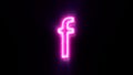 Pink neon font letter F lowercase blinks and appear in center