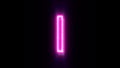 Pink neon font letter I uppercase blinks and appear in center