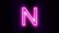 Pink neon font letter N uppercase blinks and appear in center