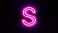 Pink neon font letter S uppercase blinks and appear in center