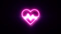 Pink neon heart beat sign blinks and appear in center