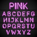 Pink neon light alphabet Royalty Free Stock Photo