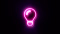 Pink neon light bulb sign blinks and appear in center