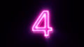 Pink neon number 4 blinks and appear in center