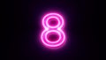 Pink neon number 8 blinks and appear in center