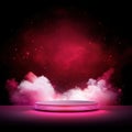 Pink Neon Podium on Abstract Background Royalty Free Stock Photo