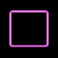 Pink neon square frame vector illustration with blank purple border, violet glow shadow geometric shape Royalty Free Stock Photo