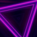 Pink neon triangular stripes of light on a dark purple background. 3d rendering digital illustration