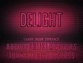 Pink neon typeface and vector Delight night light sign