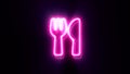 Pink neon utensils sign blinks and appear in center