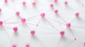 Pink Network Connection Nodes on White Background Abstract Concept Royalty Free Stock Photo