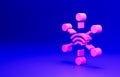 Pink Network icon isolated on blue background. Global network connection. Global technology or social network Royalty Free Stock Photo