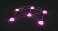 Pink Neural Network Connecting Data Nodes on a Dark Background: Ideal for Technology and AI Projects. Royalty Free Stock Photo