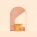 Pink niche and gold hexagonal pedestal