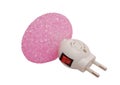 Pink night lamp with electrical plug and switch Royalty Free Stock Photo