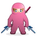 Pink ninja cartoon vector
