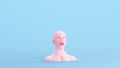 Pink Non-Binary Scream Gender Bust Tormented Stress Pain Face Head Blue Kitsch Background