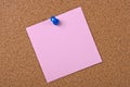 Pink note with blue pin Royalty Free Stock Photo