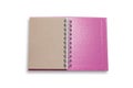 Pink note book isolated on white background , with clipping path Royalty Free Stock Photo