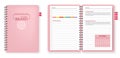 Pink note book Vector realistic. 3d detailed illustrations