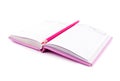 Pink notebook and pencil Royalty Free Stock Photo