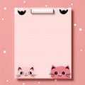 Pink notepad with 2 pink cat faces on a pink background