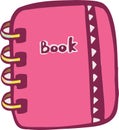 Pink notepad icon for girls. Book. Vector.