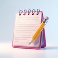 Pink Notepad with Lined Paper and Yellow Pencil on a Light Background Royalty Free Stock Photo