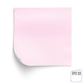 Pink notepad. Pink Sticky Note isolated on white background. Vector