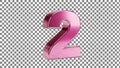 Pink Number Two on Checkered Background Royalty Free Stock Photo