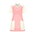 Pink Nurse Dress with Short Sleeve and Pocket as Uniform and Workwear Clothes Vector Illustration