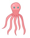 Pink octopus icon, cartoon character sea animal flat style vector illustration isolated on white Royalty Free Stock Photo