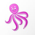 Pink octopus on a white background illustration vector