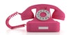 Pink old telephone isolated on white background. 3d illustration Royalty Free Stock Photo