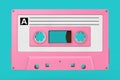 Pink Old Vintage Audio Cassette Tape Mock Up. 3d Rendering Royalty Free Stock Photo