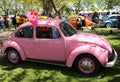 Pink old Volkswagen Beetle Car at Orange Blossom Carnival Royalty Free Stock Photo