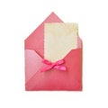 Pink open envelope with blank paper