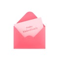 Pink open envelope with valentine's card Royalty Free Stock Photo