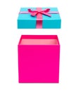 Pink open gift box with bow isolated Royalty Free Stock Photo