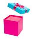 Pink open gift box with bow isolated Royalty Free Stock Photo