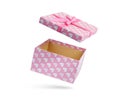 Pink open gift box, isolated on white background. File contains a path to isolation.