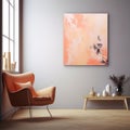 Textured Acrylic Abstract Painting Of Peach Color