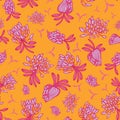 Pink orange blooming african lilly flower summer floral seamless vector pattern for fabric, wallpaper, scrapbooking