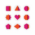 Pink and orange geometrical stripe icons set