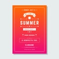 Pink orange gradient summer beach party poster disco event announcement with place for text vector