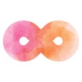 Pink-orange infinity symbol icon. Watercolor vector texture Royalty Free Stock Photo