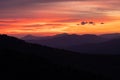 Pink and Orange Layers of Sunrise Over the Blue Ridge Mountains Royalty Free Stock Photo