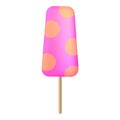 Pink orange popsicle icon, cartoon style