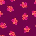 Pink orange purple floral seamless pattern. Painted flowers repeating background burgundy bordeaux. Modern Ditsy print. Seamless Royalty Free Stock Photo