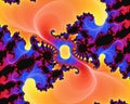 Pink Orange Purple Yellow Flowery Pattern Fractal, Abstract Flowery Spiral Shapes, Background